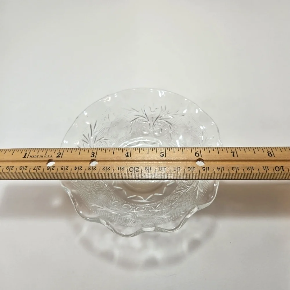 Vintage Depression Glass Bowl Raised Pattern Scalloped Edge Perfect Condition